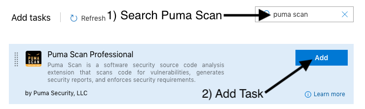 Configure the Puma Scan Azure DevOps License and Build Task