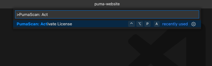 VS Code Activate Puma Scan Professional License Command