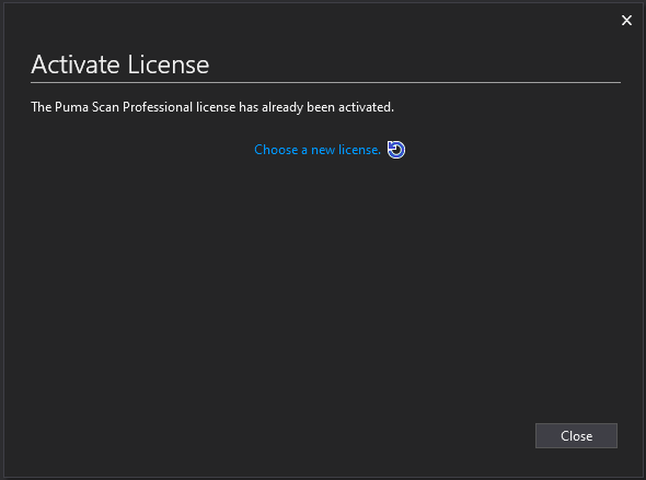 Visual Studio Activate Puma Scan Professional License Dialog